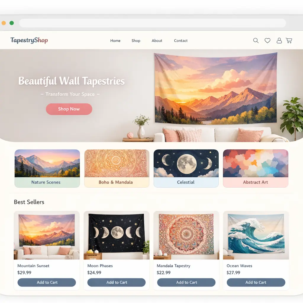 Featured image for selling wall tapestries  online with Make Local for Global