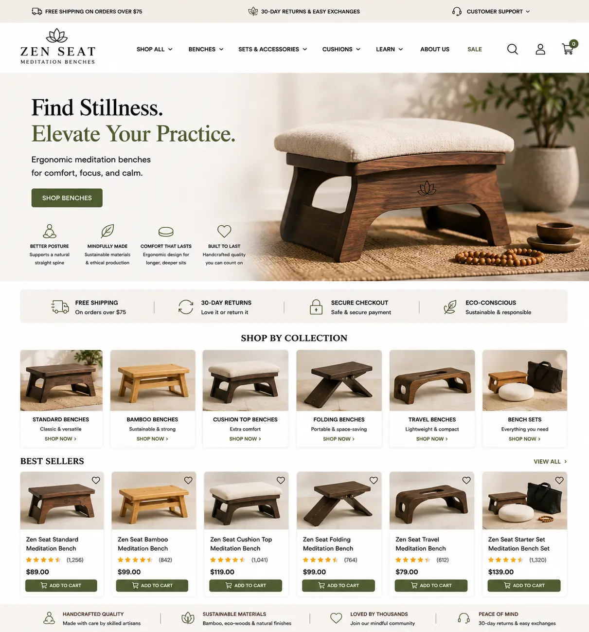 Featured image for selling zen meditation benches  online with Make Local for Global