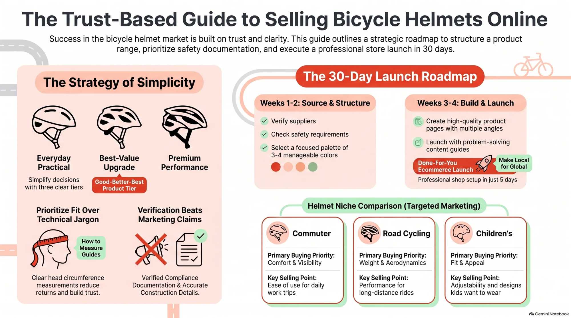 Sell bicycle helmets: how to build trust, price well and sell online