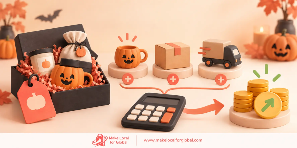 Illustration of checking costs and choosing a Halloween offer that protects profit margin.